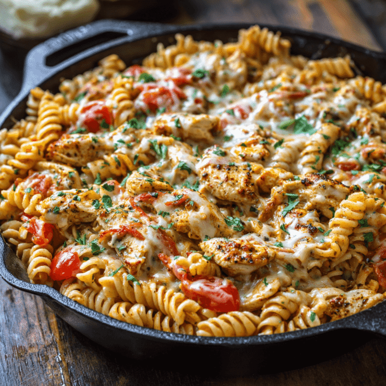 Cheesy Cajun Garlic Chicken Rotini Skillet Recipe