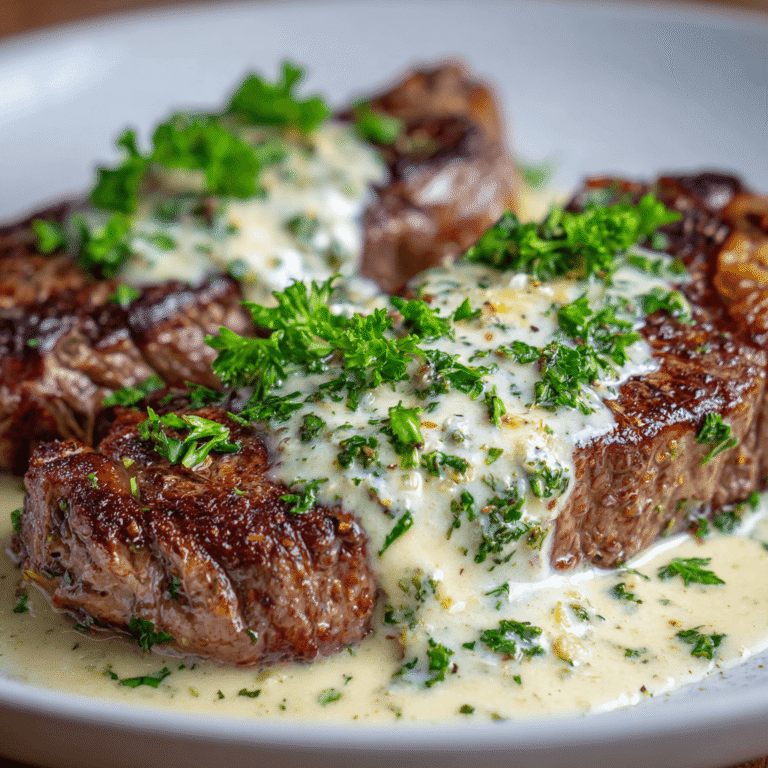 Garlic Butter Steak with Parmesan Cream Sauce Recipe