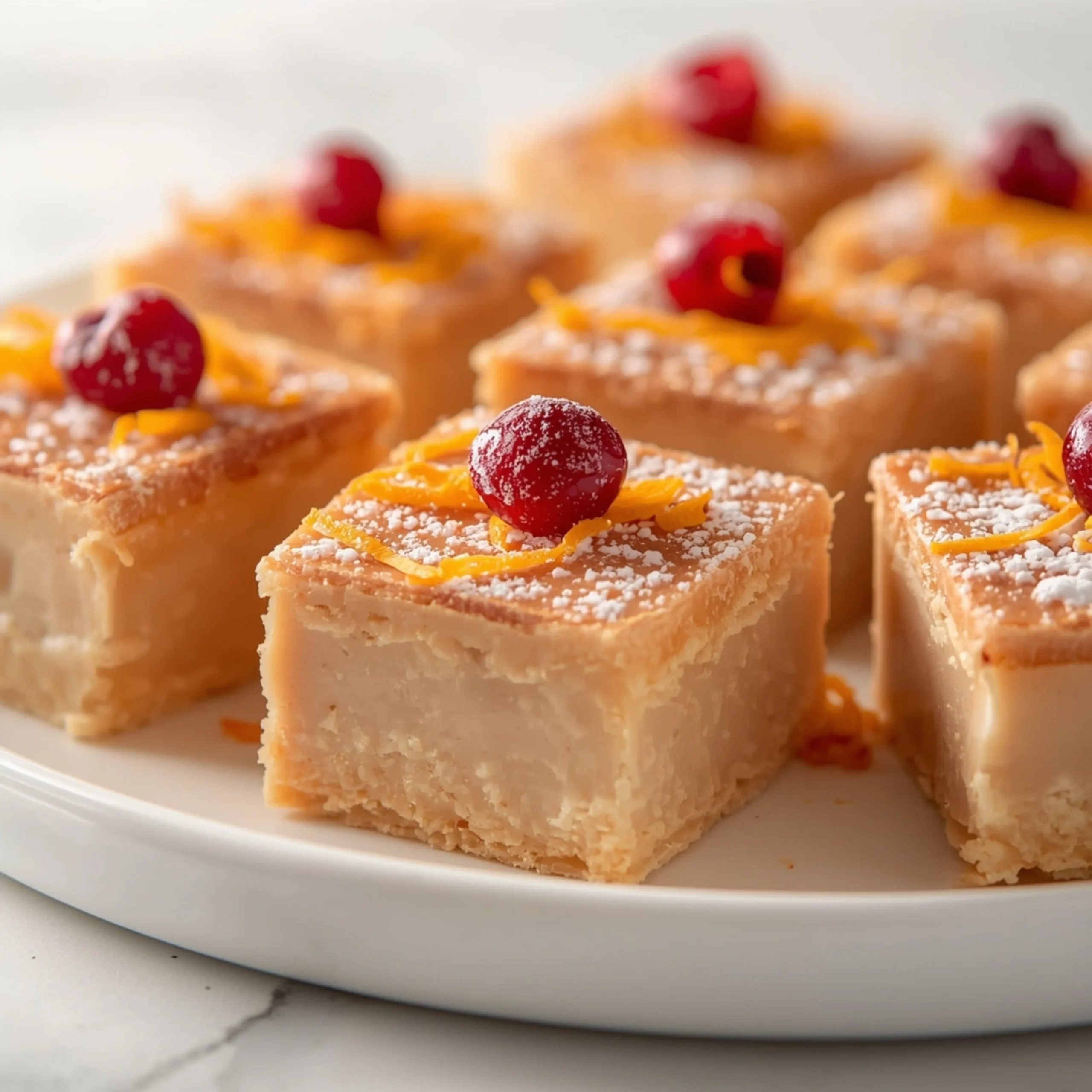 Close-up of Cranberry Orange Fudge Reci dessert with glossy finish and elegant toppings