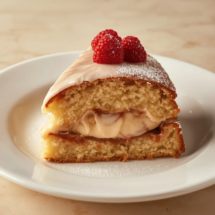 Close-up of Easy King Cake dessert with a soft texture and elegant garnish