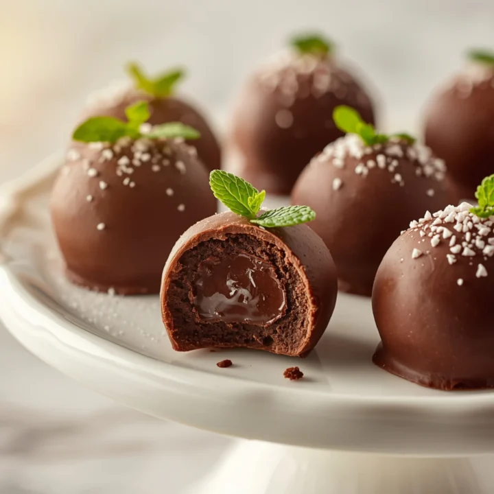 Close-up of Peppermint Truffles dessert with a soft texture and elegant garnish