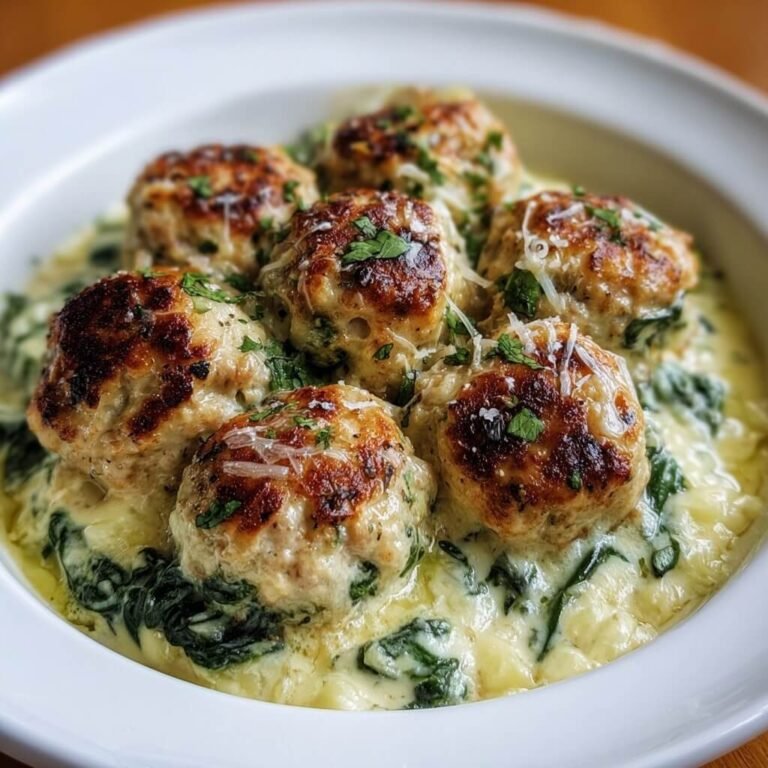 Baked Chicken Ricotta Meatballs with Spinach Alfredo Sauce Recipe for Comfort Food Lovers